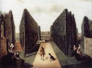 unknow artist Hartwell House,Topiary alleys behind the wilderness and William iii Column Spain oil painting artist